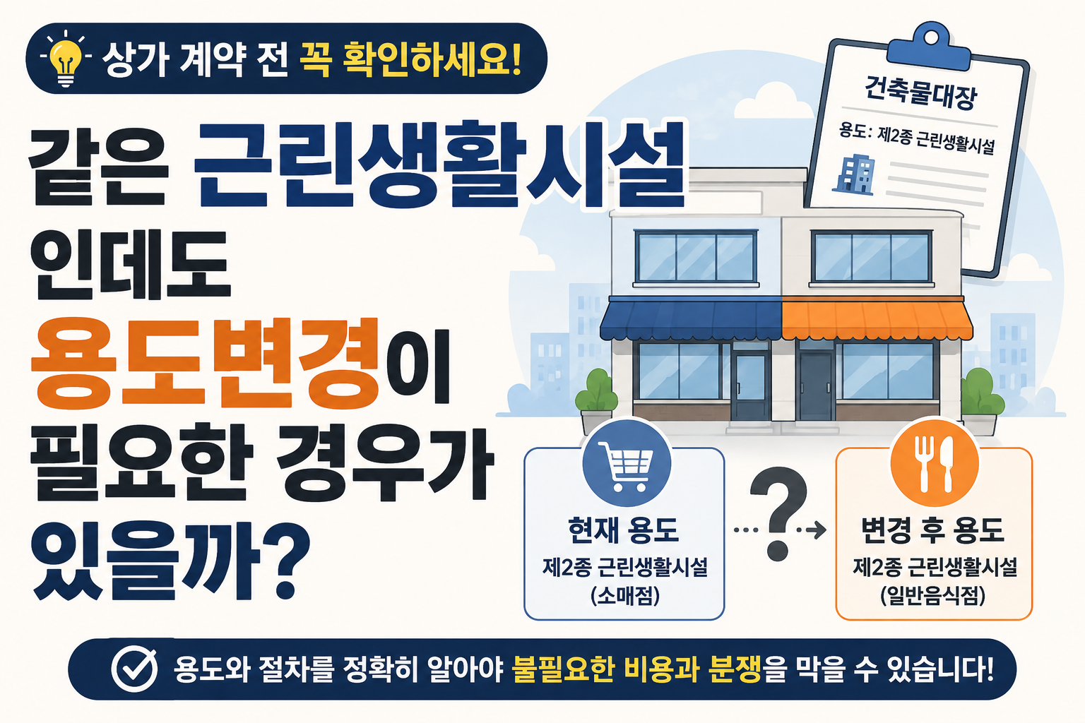 같은 근린생활시설인데도 용도변경이 필요한 경우